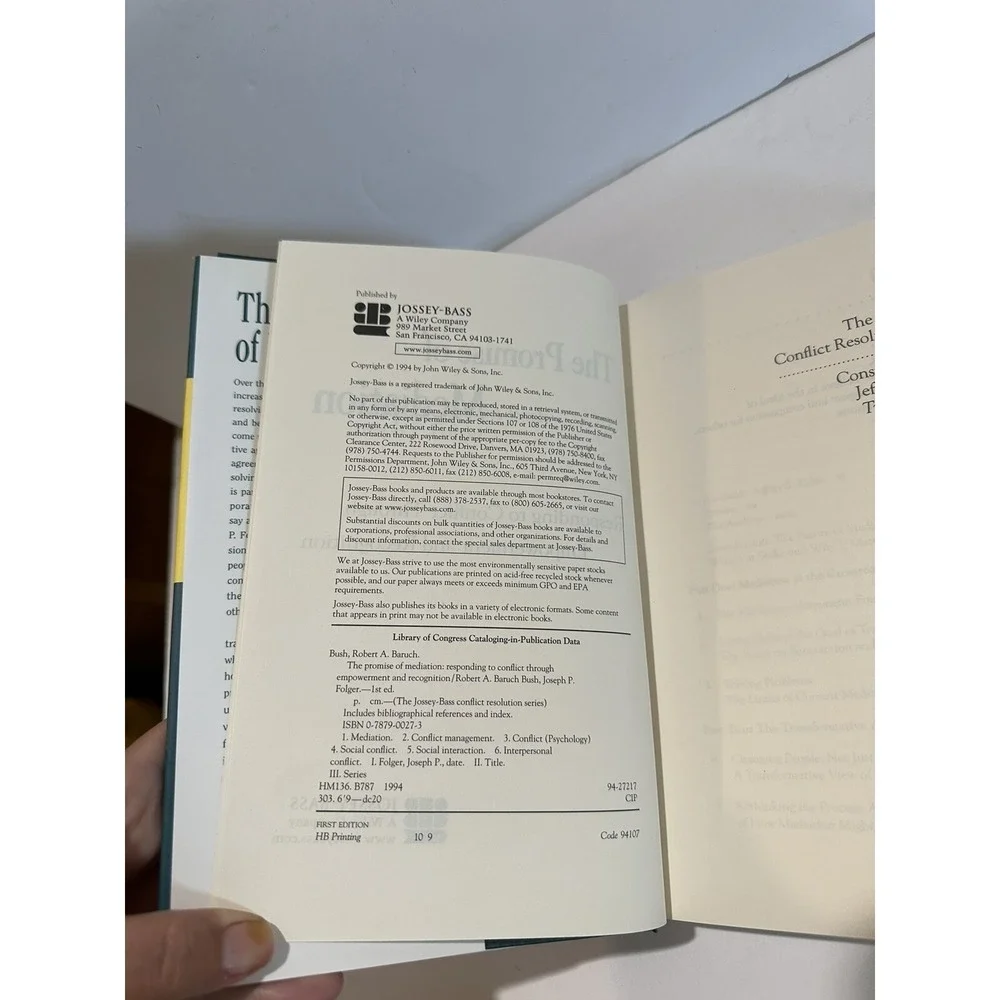 The Promise of Mediation‎ hardcover book Robert Bush, Joseph Folger 1994